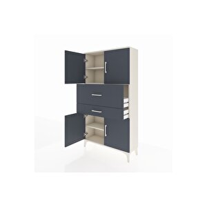 Arges Dolap 3 Raflı 2 Çekmeceli 4 Kapaklı 88x30x163 Aytaşı-antrasit