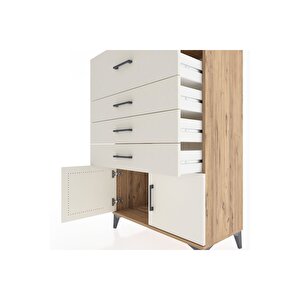 Hyperion Dolap 4 Çekmeceli 2 Kapaklı 88x44x134 Çam-aytaşı