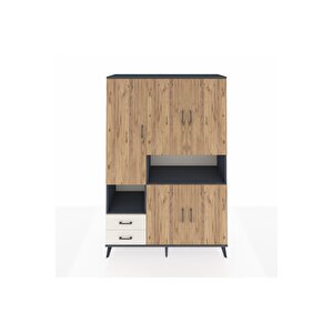 Hyperion Dolap 10 Raflı 2 Çekmeceli 5 Kapaklı 132x44x195 Antrasit-çam/aytaşı