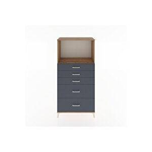 Hyperion Dolap Tek Raflı 5 Çekmeceli 88x44x182 Çam-antrasit