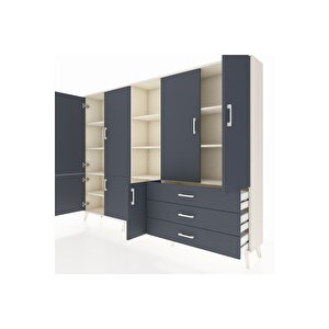 Arges Dolap 11 Raflı 3 Çekmeceli 7 Kapaklı 220x30x163 Aytaşı-antrasit