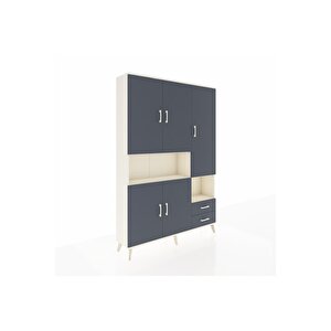 Arges Gardrop 10 Raflı 2 Çekmeceli 5 Kapaklı 132x30x195 Aytaşı-antrasit