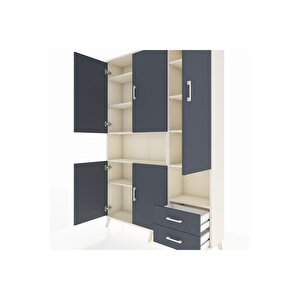 Arges Gardrop 10 Raflı 2 Çekmeceli 5 Kapaklı 132x30x195 Aytaşı-antrasit