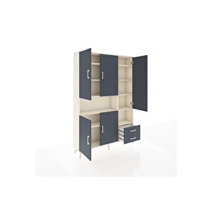 Arges Gardrop 10 Raflı 2 Çekmeceli 5 Kapaklı 132x30x195 Aytaşı-antrasit