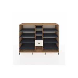 Kronos Dolap 11 Raflı 3 Çekmeceli  220x59x163 Çam-antrasit/aytaşı