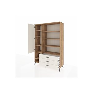 Hyperion Gardrop 9 Raflı 3 Çekmeceli Tek Kapaklı  132x44x195 Çam-aytaşı