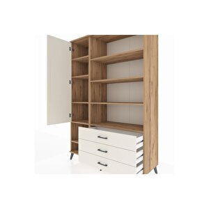 Hyperion Gardrop 9 Raflı 3 Çekmeceli Tek Kapaklı  132x44x195 Çam-aytaşı