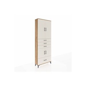 Arges Dolap 5 Raflı 4 Çekmeceli 4 Kapaklı 88x30x243 Çam-aytaşı