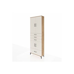 Arges Dolap 5 Raflı 4 Çekmeceli 4 Kapaklı 88x30x243 Çam-aytaşı