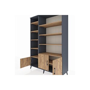 Hyperion Gardrop 10 Raflı 3 Kapaklı 132x44x195 Antrasit-çam