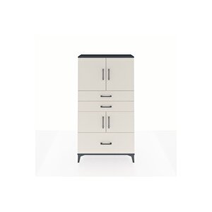 Arges Dolap 3 Raflı 3 Çekmeceli 4 Kapaklı 88x30x163 Antrasit-aytaşı