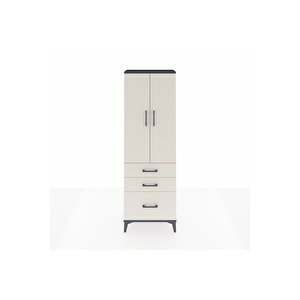 Arges Dolap 4 Raflı 3 Çekmeceli 2 Kapaklı 60x30x182 Antrasit-aytaşı