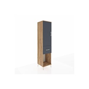 Hyperion Dolap Tek Raflı Tek Çekmeceli Tek Askılı 44x44x195 Çam-antrasit