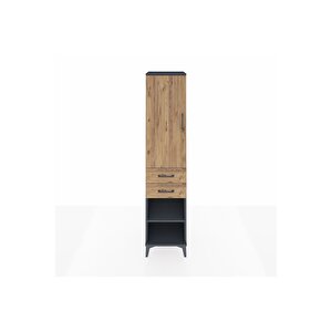 Hyperion Dolap 4 Raflı 2 Çekmeceli Tek Kapaklı 44x44x195 Antrasit-çam