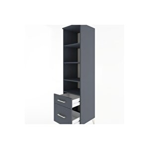 Hyperion Dolap 4 Raflı 2 Çekmeceli 44x44x182 Antrasit-antrasit