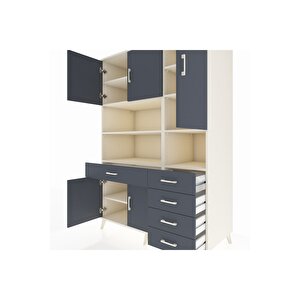 Kronos Dolap 9 Raflı 5 Çekmeceli 5 Kapaklı 132x59x195 Aytaşı-antrasit/antrasit