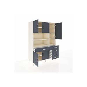 Kronos Dolap 9 Raflı 5 Çekmeceli 5 Kapaklı 132x59x195 Aytaşı-antrasit/antrasit