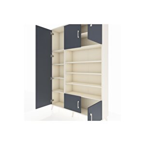 Arges Dolap 10 Raflı 5 Kapaklı 132x30x195 Aytaşı-antrasit/aytaşı