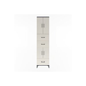 Arges Dolap 5 Raflı 3 Çekmeceli 4 Kapaklı 60x30x243 Antrasit-aytaşı