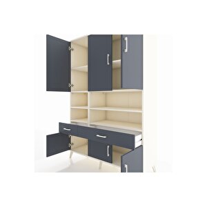 Hyperion Gardrop 8 Raflı 2 Çekmeceli 6 Kapaklı 132x44x195 Aytaşı-antrasit