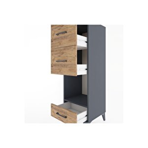 Hyperion Dolap Tek Raflı 3 Çekmeceli 44x44x134 Antrasit-çam