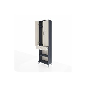 Arges Dolap 3 Raflı Tek Çekmeceli Tek Askılı 60x30x221 Antrasit-aytaşı