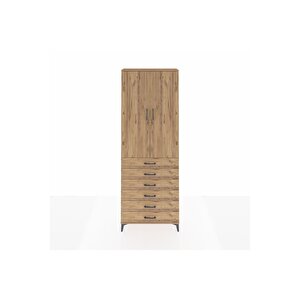 Arges Dolap 3 Raflı 6 Çekmeceli 2 Kapaklı 88x30x243 Çam-çam