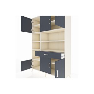 Hyperion Gardrop 10 Raflı Tek Çekmeceli 6 Kapaklı 132x44x195 Aytaşı-antrasit