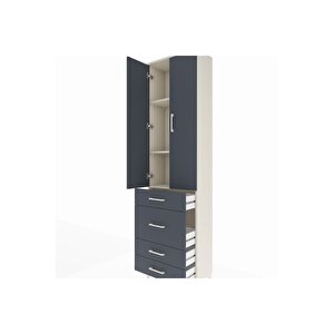 Arges Dolap 3 Raflı 4 Çekmeceli 2 Kapaklı 60x30x221 Aytaşı-antrasit