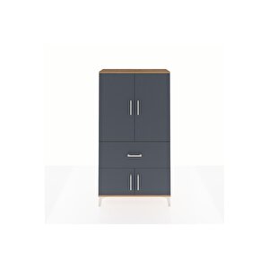 Arges Dolap Tek Raflı Tek Çekmeceli Tek Askılı 88x30x163 Çam-antrasit