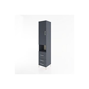 Hyperion Dolap 3 Raflı 3 Çekmeceli Tek Askılı 44x44x221 Antrasit-antrasit
