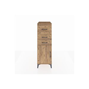 Kronos Dolap Tek Raflı 3 Çekmeceli Tek Kapaklı 44x59x134 Çam-çam