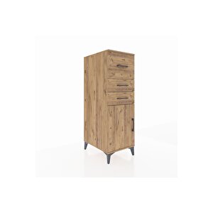 Kronos Dolap Tek Raflı 3 Çekmeceli Tek Kapaklı 44x59x134 Çam-çam
