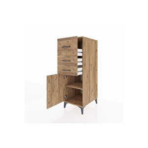 Kronos Dolap Tek Raflı 3 Çekmeceli Tek Kapaklı 44x59x134 Çam-çam