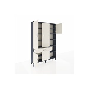 Arges Gardrop 10 Raflı Tek Çekmeceli 5 Kapaklı 132x30x195 Antrasit-aytaşı