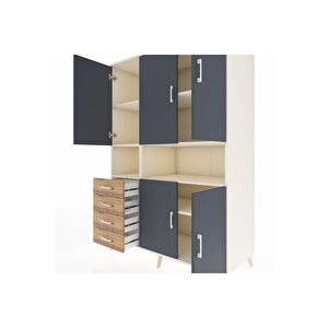 Kronos Dolap 7 Raflı 4 Çekmeceli 5 Kapaklı 132x59x195 Aytaşı-antrasit/çam