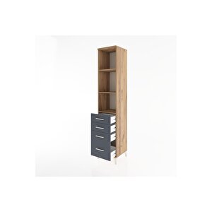 Hyperion Dolap 3 Raflı 4 Çekmeceli 44x44x221 Çam-antrasit