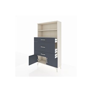 Arges Dolap 2 Raflı 3 Çekmeceli 2 Kapaklı 88x30x163 Aytaşı-antrasit