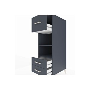 Kronos Dolap 2 Raflı 3 Çekmeceli 44x59x134 Antrasit-antrasit