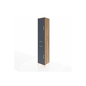 Hyperion Dolap 4 Raflı 2 Çekmeceli 2 Kapaklı 44x44x243 Çam-antrasit