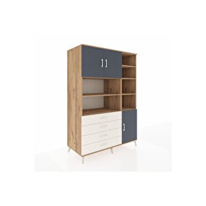 Kronos Dolap 9 Raflı 4 Çekmeceli 3 Kapaklı 132x59x195 Çam-antrasit/aytaşı