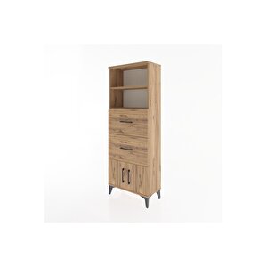 Arges Dolap 2 Raflı 2 Çekmeceli 2 Kapaklı 60x30x163 Çam-çam