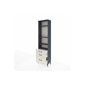 Arges Dolap 4 Raflı 3 Çekmeceli 60x30x221 Antrasit-aytaşı