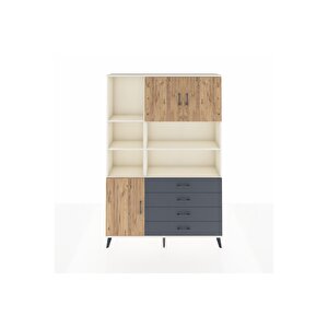 Arges Dolap 8 Raflı 4 Çekmeceli 3 Kapaklı 132x30x195 Aytaşı-çam/antrasit
