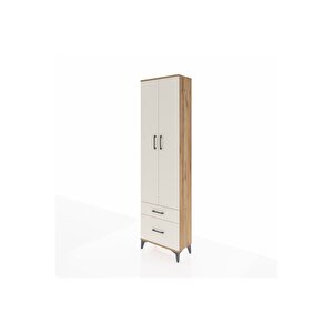Arges Dolap 4 Raflı 2 Çekmeceli 2 Kapaklı 60x30x221 Çam-aytaşı