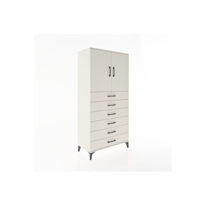 Hyperion Dolap Tek Raflı 6 Çekmeceli 2 Kapaklı 88x44x182 Aytaşı-aytaşı