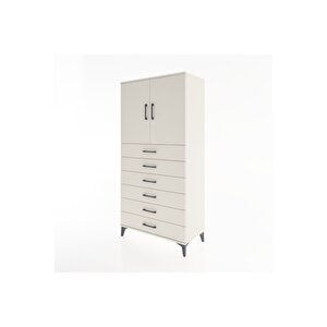 Hyperion Dolap Tek Raflı 6 Çekmeceli 2 Kapaklı 88x44x182 Aytaşı-aytaşı