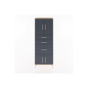 Hyperion Dolap 2 Raflı 3 Çekmeceli 4 Kapaklı 60x44x163 Çam-antrasit