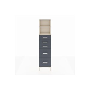 Arges Dolap 2 Raflı 5 Çekmeceli 44x30x182 Aytaşı-antrasit