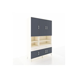 Hyperion Dolap 8 Raflı 2 Çekmeceli 6 Kapaklı 132x44x195 Aytaşı-antrasit/aytaşı